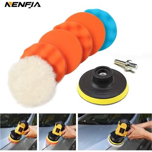 8Pcs Buffing Pad Set Thread 3 inch Auto Car Polishing pad Kit for Car Polisher + Drill Adaptor M10 Power Tools accessories