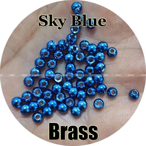 Sky Blue Color, 200 Brass Beads, Countersunk, Fly Tying, Fishing