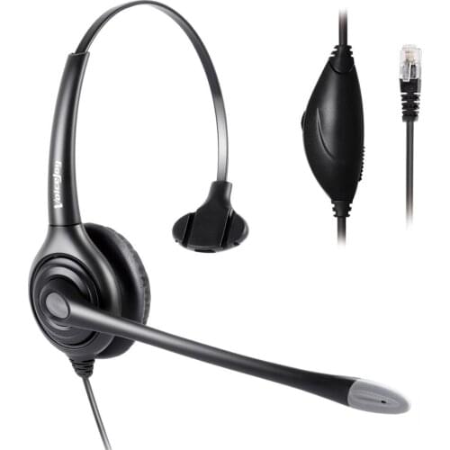 Office Headset with Volume Mute and Quick Disconnect for Aastra Allworx Adtran Alcatel Lucent AltiGen Comdial Digium Mitel Phone