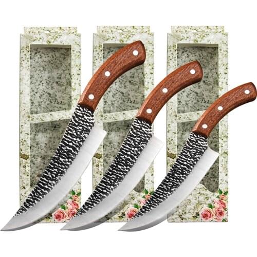 Full Tang Sharp Kitchen Boning Knife Fish Filleting Meat Cutter Fruit Vegetables Cutting Cooking Butcher Cleaver Knife