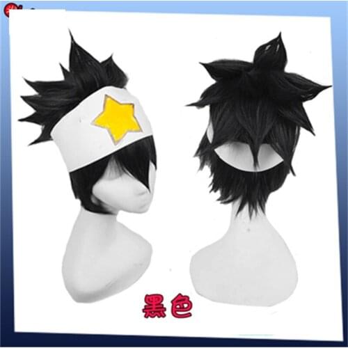 Aotu World Ray Cosplay Short Blue Grey Man Wig Black Heat Resistant Synthetic Hair+Free Wig Cap Halloween Party
