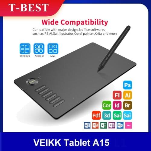 VEIKK Tablet A15 for Drawing 10x6 Inch Digital Graphic Tablet Online Education Artists 8192 Levels Pressure Support Android