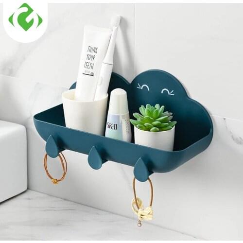 Bathroom Accessories Wall Shelf for Bathroom Shower Holder Organizer with Hook Cloud Style Shampoo Rack Kitchen Storage Shelves