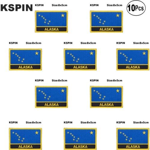 U.S.A Alaska Rectangle Flag Embroidery Patches Iron on Saw on Transfer patches Sewing Applications for Clothes in Home&Garden