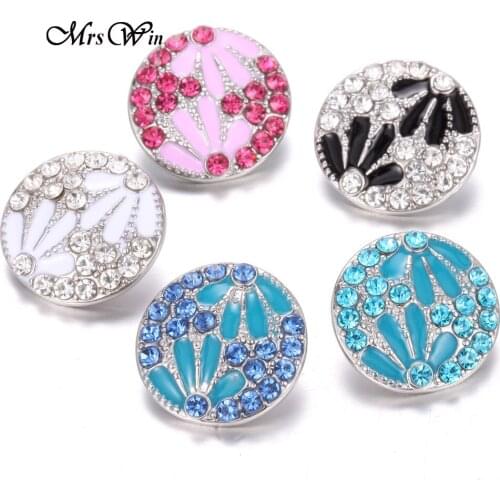 6PCS/lot High Quality Crystal Snap Jewelry Vintage Flowers 18mm Snap Buttons for Snap Bracelet Mrs Win Button Jewelry