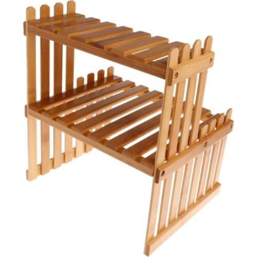Plant Shelf Flower Display Stand Bamboo Wood Storage Rack Garden Organizer L4MB