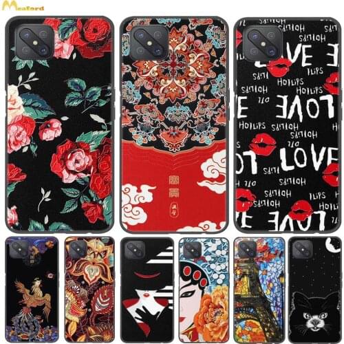 For Reno4 Z 5G Case Reno4z 3D Relief Silicone Back Cover For OPPO Reno4 Z 5G Phone Cases 6.57" Reno 4Z 5G Bumper Black TPU Funda