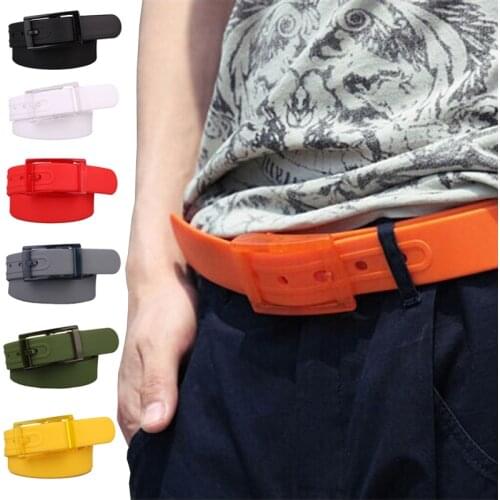 New Fashion Candy Color Silicon Rubber Belts for Women Men Plastic Buckle Pins Waistband Jeans Belts Summer Skinny Waist Belt