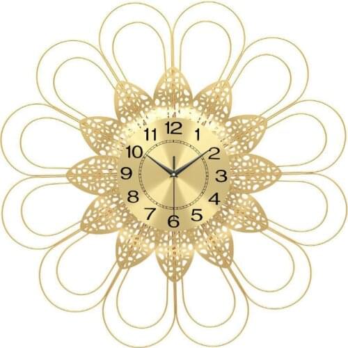 60CM Luxury Large Metal Flower Wall Clock Modern Design Minimalist Style Iron Art 3d Decoration Clocks Big Wall Watch Home Decor