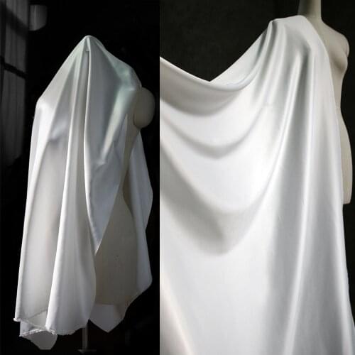 150CM Pure White Twill Satin Linen High Density Impervious Long Staple Cotton Designer Fabric DIY Sewing Telas for Haute Couture