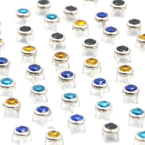 100Pcs 6mm Crystal Round Studs Nailheads Rivet Spots Spike Fashion DIY Leather Craft For Shoes Clothing Bag Parts Decorations