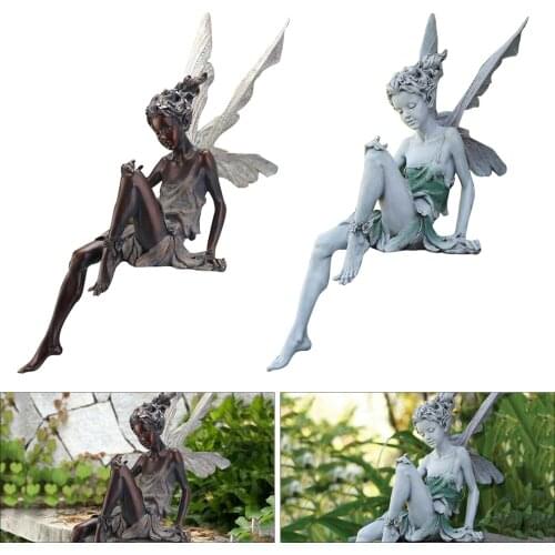 Fairy Statue 7x3x6inch Faery with Wing Figurine Sculpture Landscaping Craft