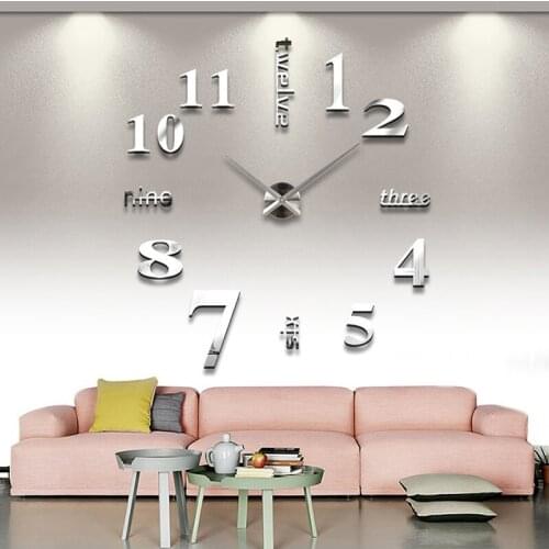 Mixed Number Styles English Arabia Roman Numerals Modern Wall Clock Acrylic Mirror Effect Numbers Stickers DIY Giant Wall Watch
