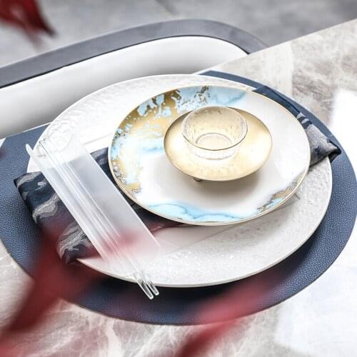 Modern Home Model Room Hotel Tableware Set Blue Dinner Plate Dining Table Setting Decoration Dinnerware Set