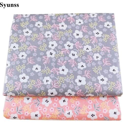 Syunss Diy Patchwork Cloth For Quilting Baby Cribs Cushions Dress Sewing Tissus Gray Pink Floral Printed Cotton Fabric Tecido
