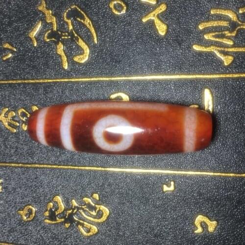 Tibet Agate DZI Red Pearl 15mm*49mm 1Eye&Mountain Pattern Feng Shui High-end Jewelry DIY Free Shipping