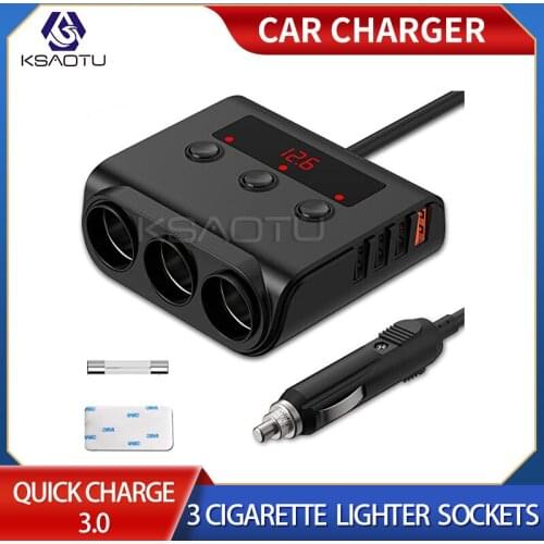 KSAOTU C13 Vehicle mounted three Charger For Phone/Pad/GPS Car Cigarette Lighter Socket