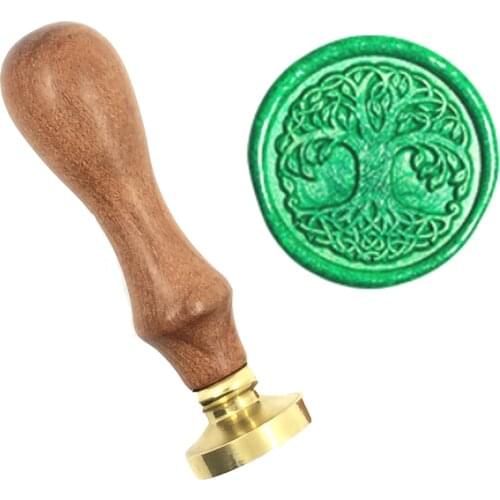 Tree Natural green life brass Wax Stamp wood handle,DIY Ancient Seal Retro Stamp,Personalized Stamp Wax Seal High Quality13