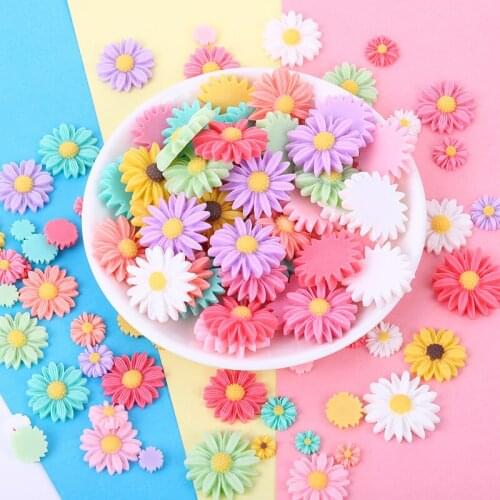 WhatIlife 10Pcs Small 22mm Daisy Resin Ornament Kids Hairpin Handmade DIY Craft Supplies Party Garment Decoration Accessories