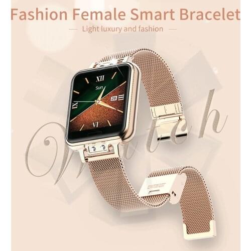 Stylish Women Smart Watch 1.22 Inch Square Screen Smartwatch For Girls Heart Rate Blood Pressure Sleep Monitor For Android IOS