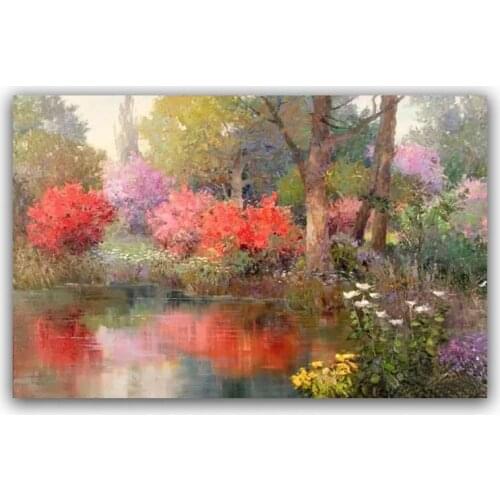 100% hand painted oil painting Home decoration high quality landscape knife painting pictures DM16072128