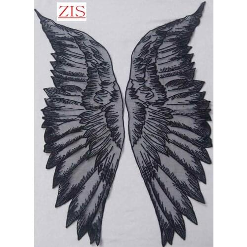 2pairs=4 pieces DIY Craft Supplies white and black Angel Wings Organza Lace applique freeshipping