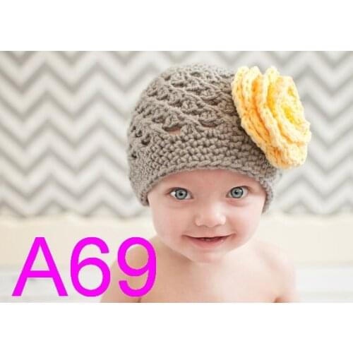 200pcs/LOT Baby Hat With Flower -baby girl hat flower hat photography photo prop baby girl crochet hat- MADE TO ORDER NB-6years