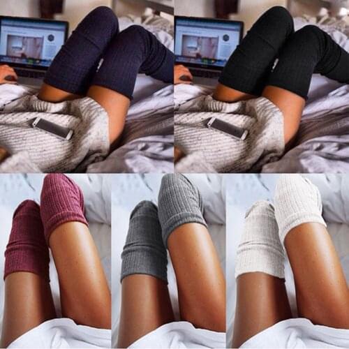 2019 medias Winter Keep Warm Girl Women Thigh High Knee High Socks Long Ladies Cotton Sexy Boot Cuffs Warmer Knit Leg Stockings