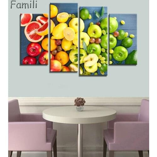 4pcs Wall Picture for Living Room Modern Wall Art Canvas Prints Fruits Canvas Painting Prints Modular Painting Hoom Decor