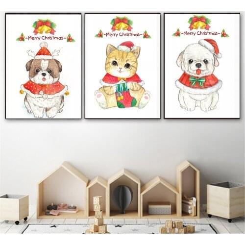Fezrgea Diamond Painting With Round Rhinestones Dog 5D Mosaic Full Embroidery Christmas Decorations For Home Diamond Art