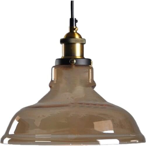 American Amber Glass Lampshade Retro Ceiling Lamp Vintage Light Fixture Pendant Lamp for Living Room