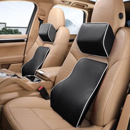 Car Neck Pillow Lumbar Waist Support Headrest Pillows Back Cushion Seat Supports Memory Foam Seat Covers Auto Accessories