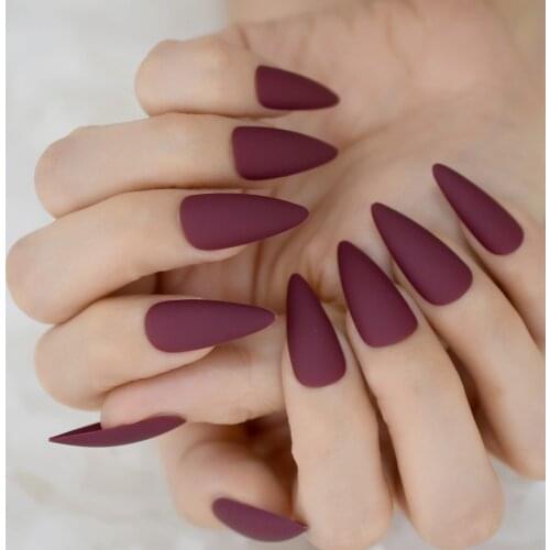 Optional Medium-Long Nails Tip Stiletto Shape Nails Full Cover Nails Gels Nail Tip Pure Color Fingernails Wholesale Matte Sharp