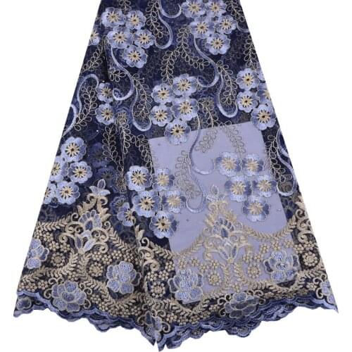 French Lace Fabrics Tulle Lace Embroidery Fabric With Beads And Stones Latest Style African Lace 5 Yards For Nigerian Party 1385