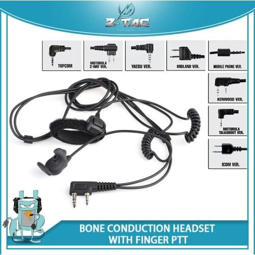 Z-tactical Bone Conduction Headset With Finger With Silicone Rubber PTT Z010