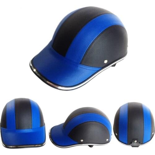 PU Leather Mens Open Half face Cap Bike Bicycle Scooter Helmet Female Moto Casco Baseball Cap Helmets