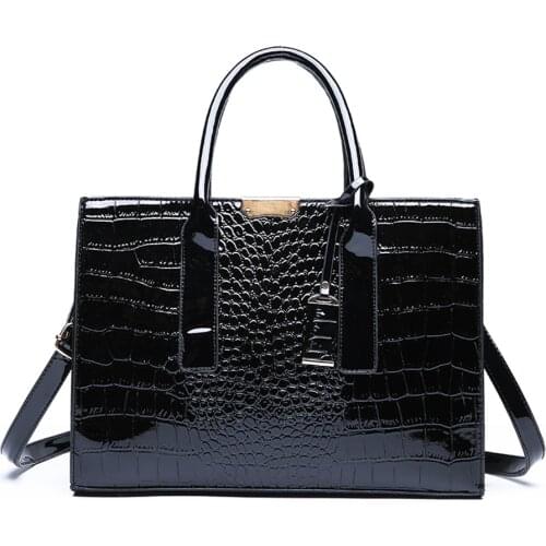 Pantent Leather Women Messenger Bags Crocodile Crossbody Shoulder Hand bags For Women 2021 High Quality Ladies Handbags