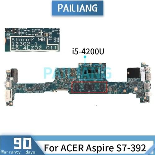 Mainboard For ACER Aspire S7-392 i5-4200U Laptop motherboard 12302-1 SR170 Tested OK