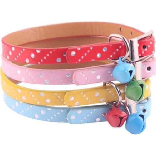 Cute Dot Printed Personalized Cat Collar Adjustable Kitten Collars With Bell Pet Cat Necklace Accessories For Gatos Random Color