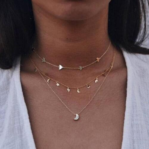Collares de moda 2020 bisuteria Fashionable and simple pendant star necklace moon necklace acessórios feminino layered necklace