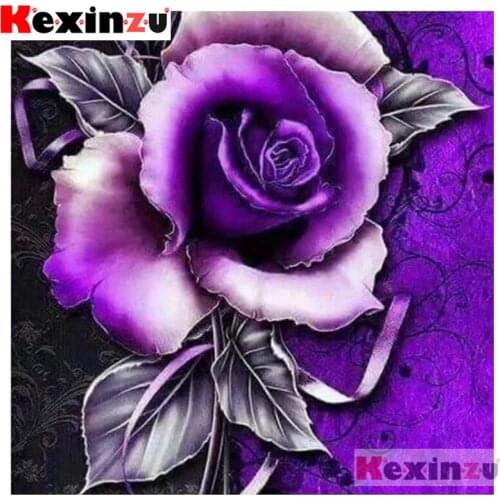 New 5D DIY Full Square Drill Diamond Painting"purple Rose"3D Embroidery Rhinestone Cross Stitch 5D Home Decor K0822 Kexinzu