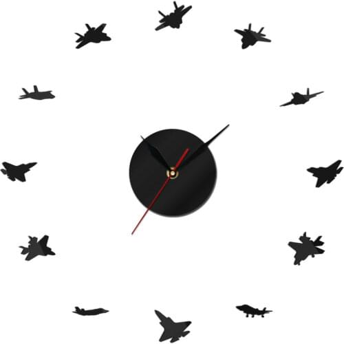 Custom War Airplane Acrylic DIY Wall Watch Quartz Clock Battery Operated Aviation Flight School Certified Pilot Novelty Gift