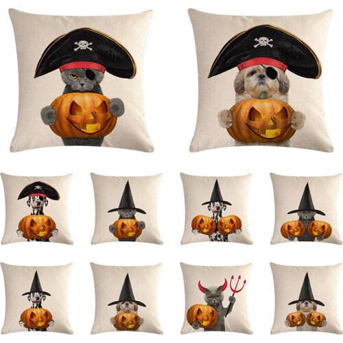 Pirate Dog Cat 45*45cm Cushion Cover Linen Throw Pillow Car Home Decoration Decorative Pillowcase TX29