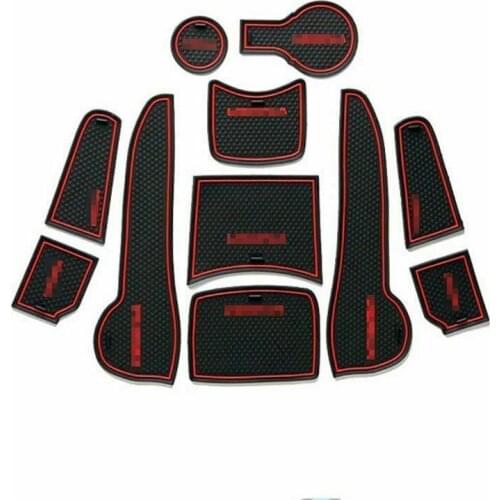 For Hyundai Verna 2010-13 Non-slip Interior Door Cup Holder Rubber Mats Red Line