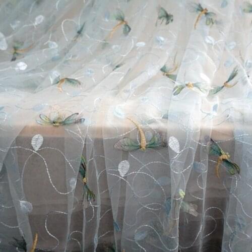 Lovely 3D Dragonfly Overlay fabric tulle lace Fairy French mesh fabric For Wedding Gown Toddler Summer Party Dress Curtain