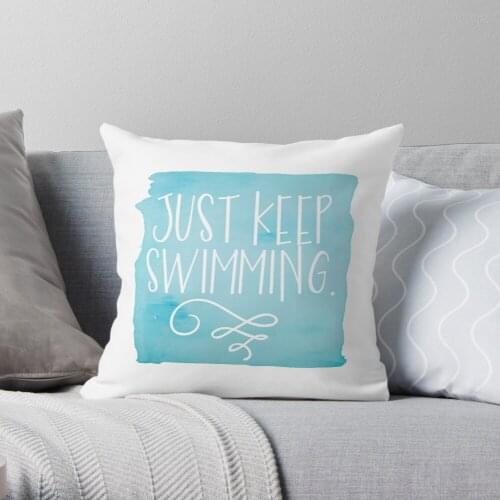 Just Keep Swimming Throw Pillow Cushion Cover Polyester throw pillows case on sofa home living room car seat decor 45x45cm