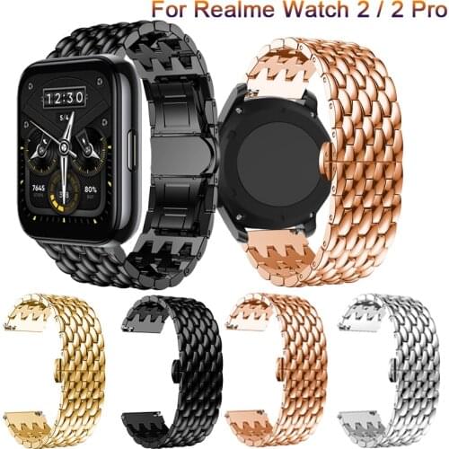 Stainless Steel Band Strap For Realme Watch 2 / 2 Pro Alloy Metal Replacement Watch Band For Realme Watch S Bracelet Wristband