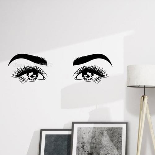 Lash & Brows Makeup Studio Vinyl Wall Stickers Fashion Eyelashes Shop Wall Decals For Girls Bedroom Beauty Salon Decor LL2682