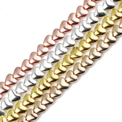 JHNBY Gold Silvers Peach heart Hematite Natural Stone 6mm Spacer Loose Beads For Jewelry Making Diy bracelet Accessories Finding