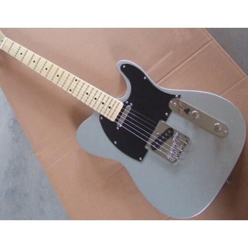 Silver grey guitar, maple fingerboard, black shield, basswood body, can be customized as required, free delivery
